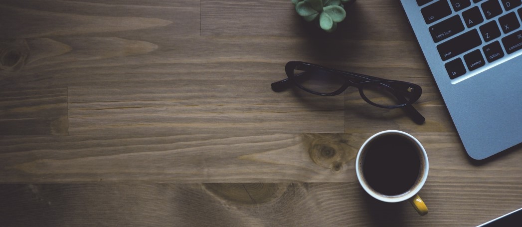 coffee, glasses and laptop